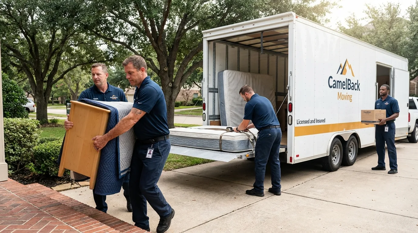 Crew loading residential truck for cross-state move from Attleboro, MA